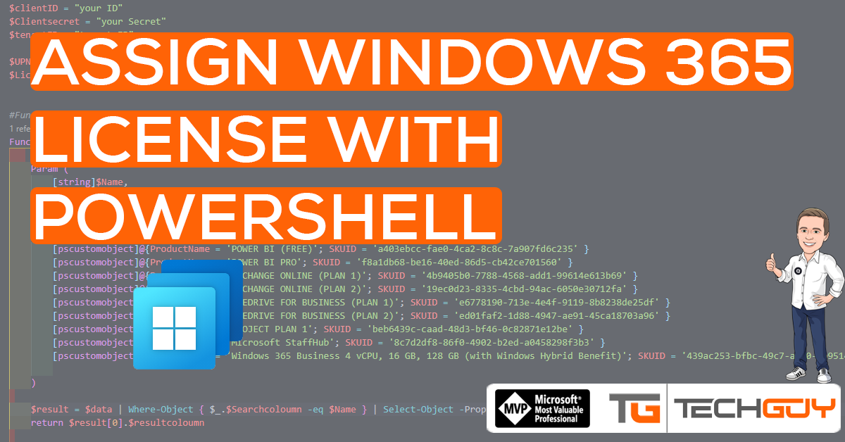 Assign Windows 365 License with PowerShell and MS GRAPH API - TechGuy